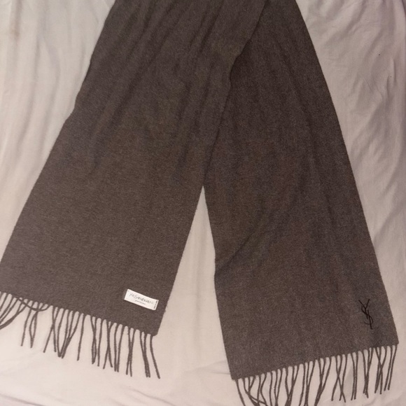Yves Saint Laurent Accessories - Gray Fringed Scarf